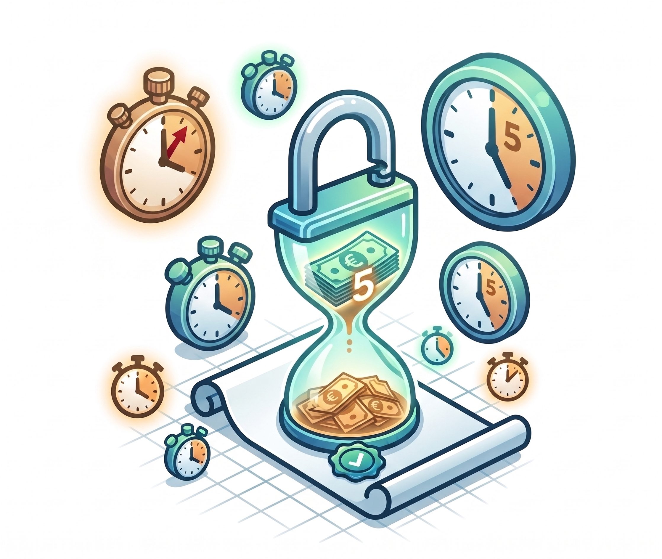 reloj de arena que indica que el tiempo pasa para reclamar.